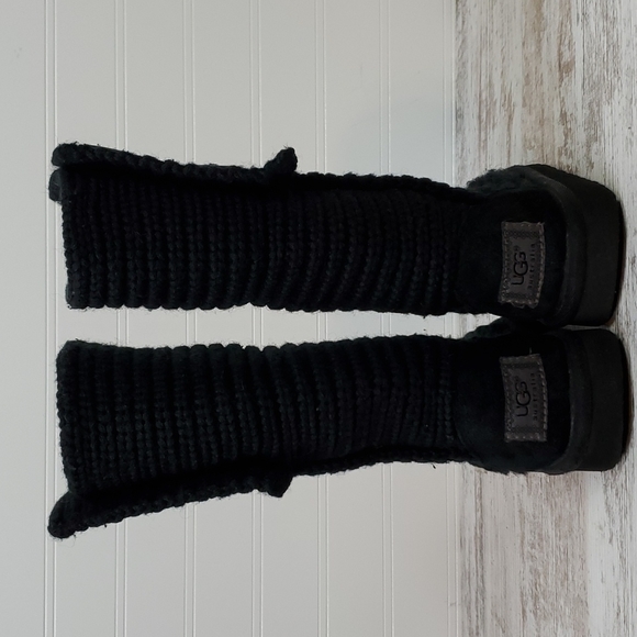 UGG Australia Classic Cardy 5649 Black Crochet Little Girls 9 - Picture 8 of 12